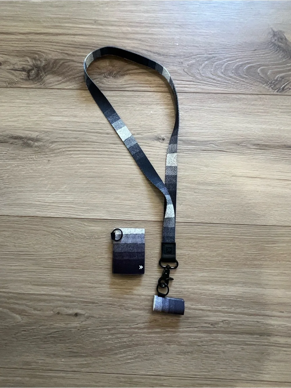 Thread Striped Black and Gray wallet, lip and Lanyard with Accessory  set